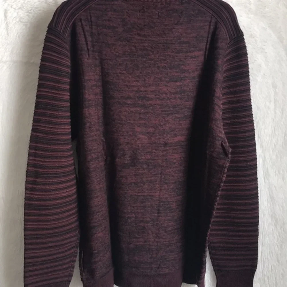 NWT Macy's Alfani Men's Sweater Port Red Ottoman Textured Crewneck - Picture 9 of 14